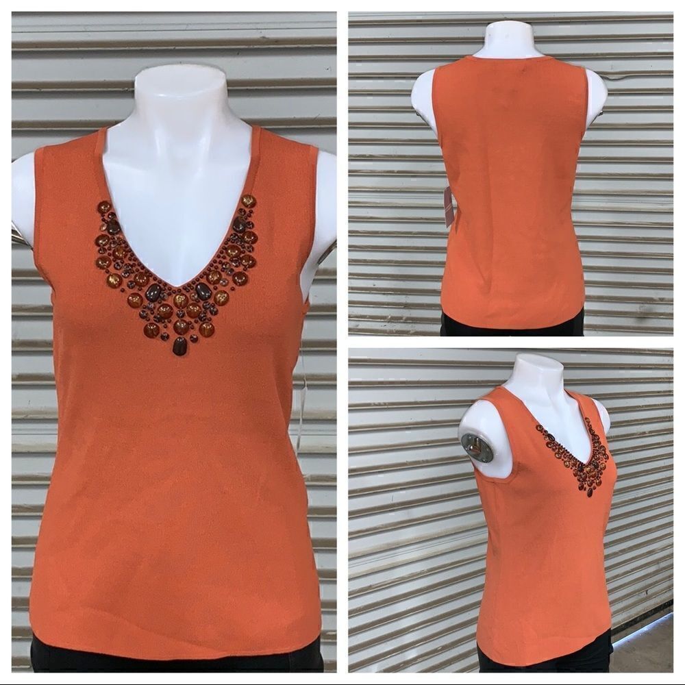 NWT Cable & Guage top with embellished neckline